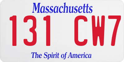 MA license plate 131CW7