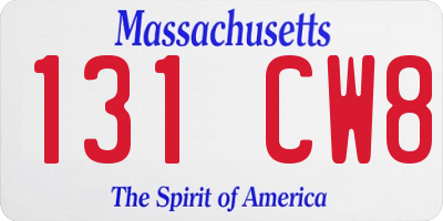 MA license plate 131CW8