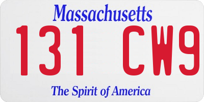 MA license plate 131CW9