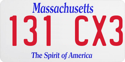 MA license plate 131CX3