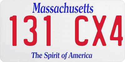MA license plate 131CX4