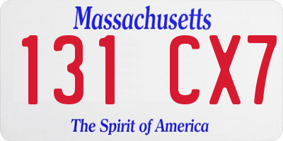 MA license plate 131CX7