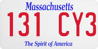 MA license plate 131CY3