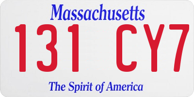 MA license plate 131CY7