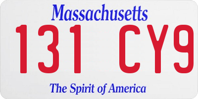 MA license plate 131CY9