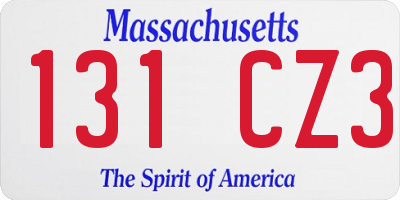 MA license plate 131CZ3