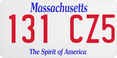 MA license plate 131CZ5