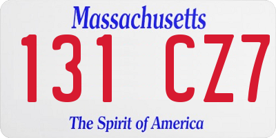 MA license plate 131CZ7