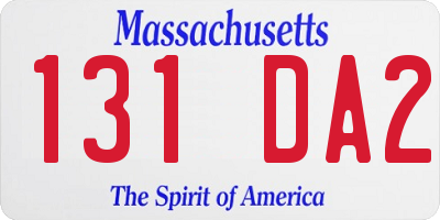 MA license plate 131DA2