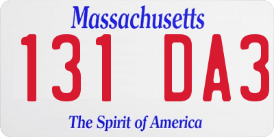 MA license plate 131DA3