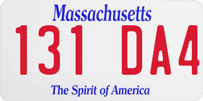 MA license plate 131DA4