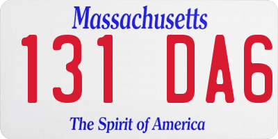 MA license plate 131DA6