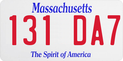 MA license plate 131DA7
