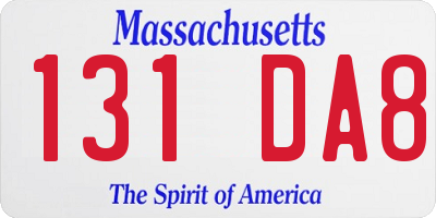 MA license plate 131DA8