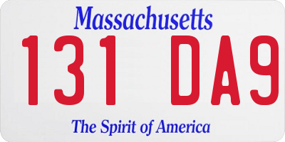 MA license plate 131DA9