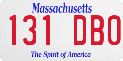 MA license plate 131DB0
