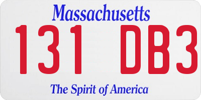 MA license plate 131DB3