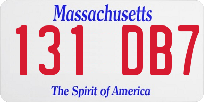 MA license plate 131DB7