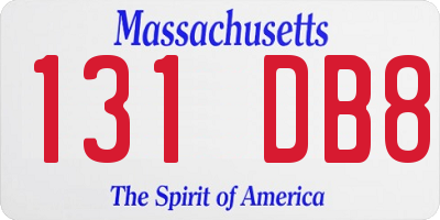 MA license plate 131DB8