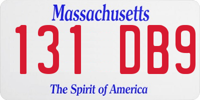 MA license plate 131DB9