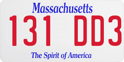 MA license plate 131DD3