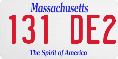 MA license plate 131DE2