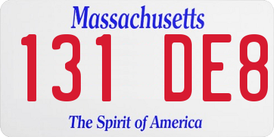 MA license plate 131DE8