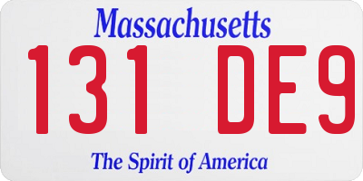 MA license plate 131DE9