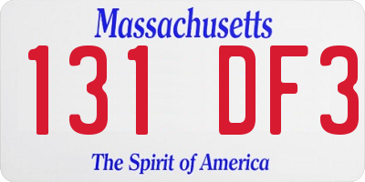 MA license plate 131DF3