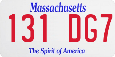 MA license plate 131DG7