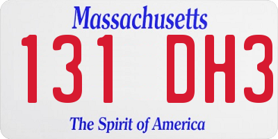 MA license plate 131DH3