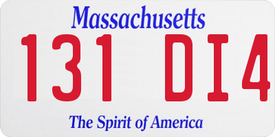 MA license plate 131DI4