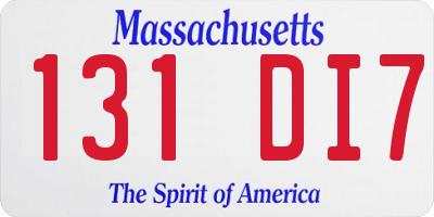 MA license plate 131DI7