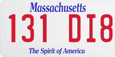 MA license plate 131DI8
