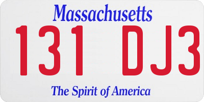 MA license plate 131DJ3