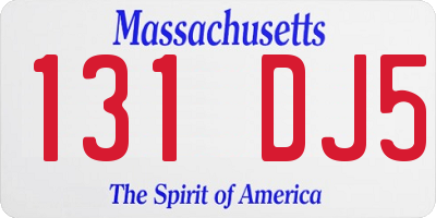 MA license plate 131DJ5