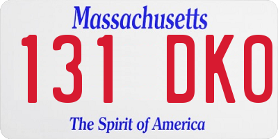 MA license plate 131DK0