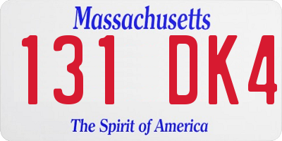 MA license plate 131DK4