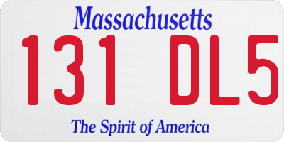 MA license plate 131DL5