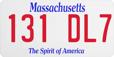 MA license plate 131DL7