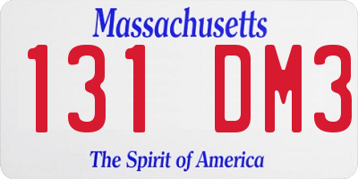 MA license plate 131DM3