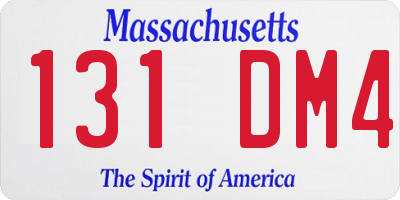 MA license plate 131DM4