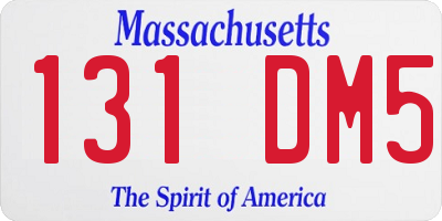 MA license plate 131DM5