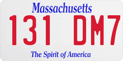 MA license plate 131DM7