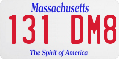 MA license plate 131DM8