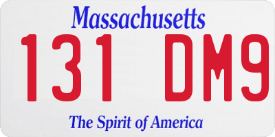 MA license plate 131DM9
