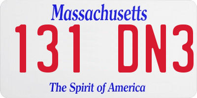 MA license plate 131DN3