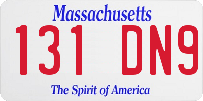 MA license plate 131DN9