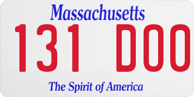 MA license plate 131DO0