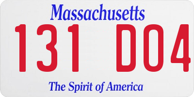 MA license plate 131DO4